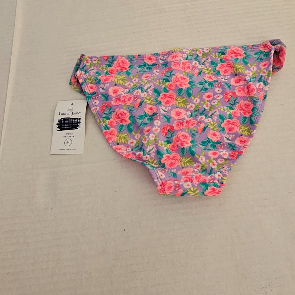 New Lauren James Hipster Floral Flower Purple Pink bikini bottom M Medium - Picture 2 of 7